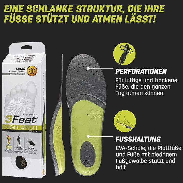 Sidas 3Feet Slim High Einlegesohlen, verschiedene Farben (mehrfarbig), 39 EU