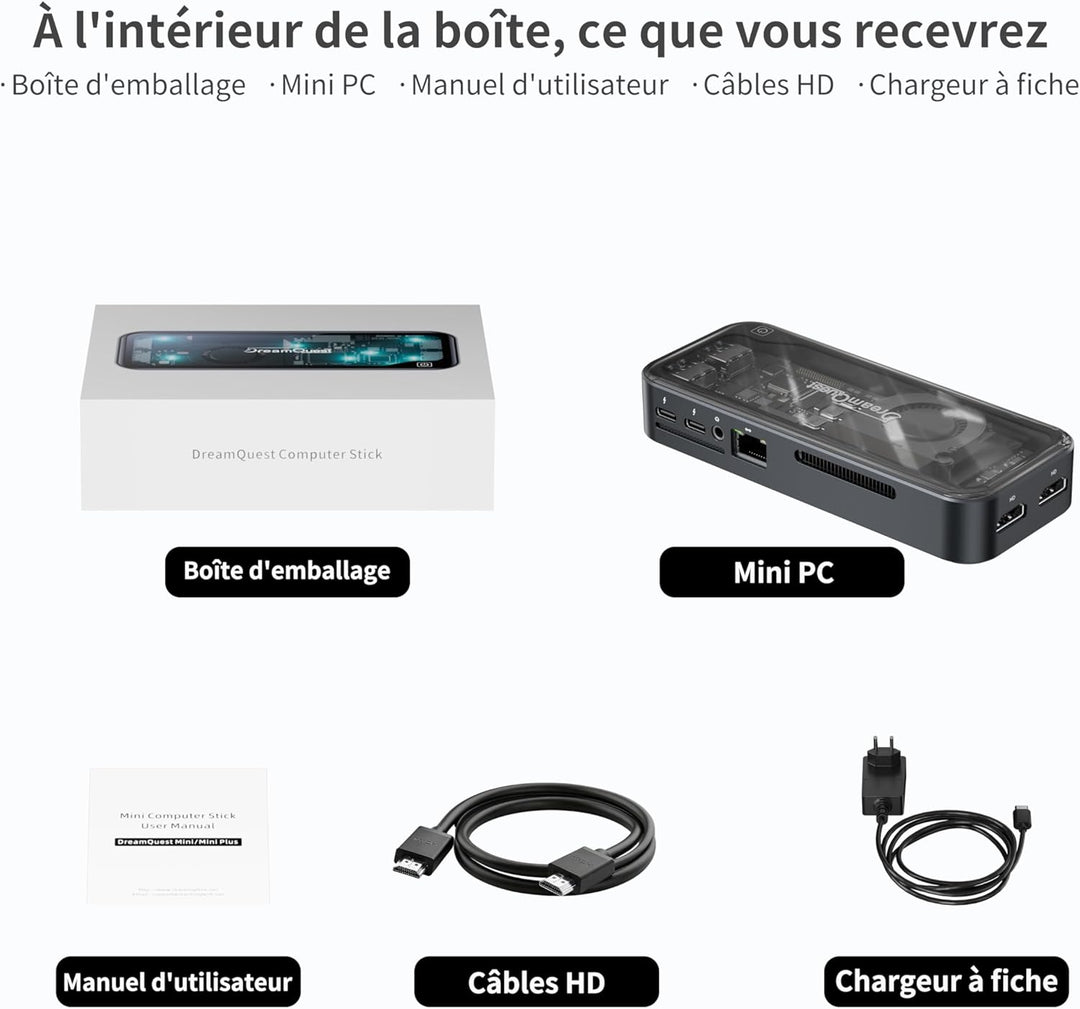 DreamQuest Q5 Mini PC Windows 11 Pro [DDR5 High Speed], Intel 12. N95 (bis zu 3,4 GHz), Mini Desktop
