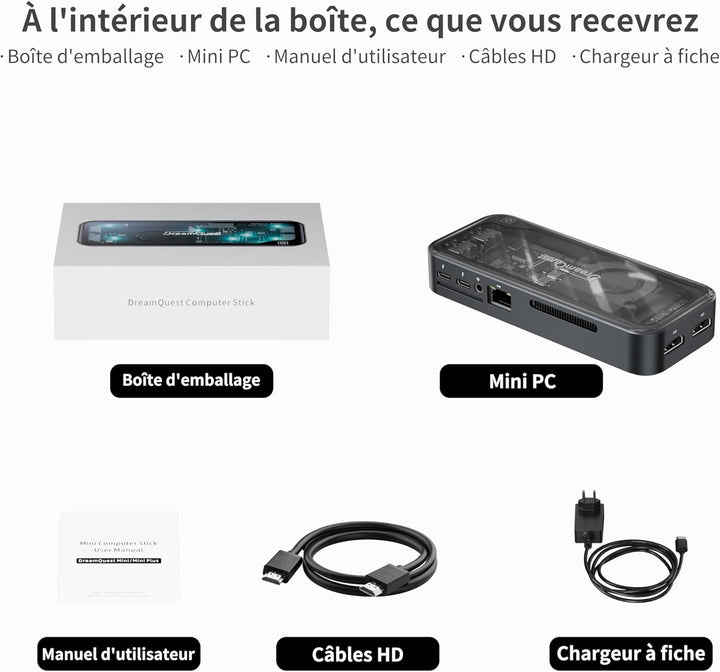DreamQuest Q5 Mini PC Windows 11 Pro [DDR5 High Speed], Intel 12. N95 (bis zu 3,4 GHz), Mini Desktop
