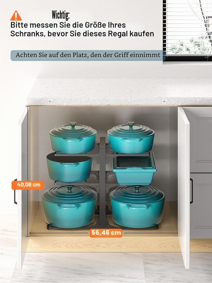 MUDEELA Topf- und Pfannen-Organizer, vertikal 35 cm hoch, 6 verstellbare Ebenen, robuster Küchenschr