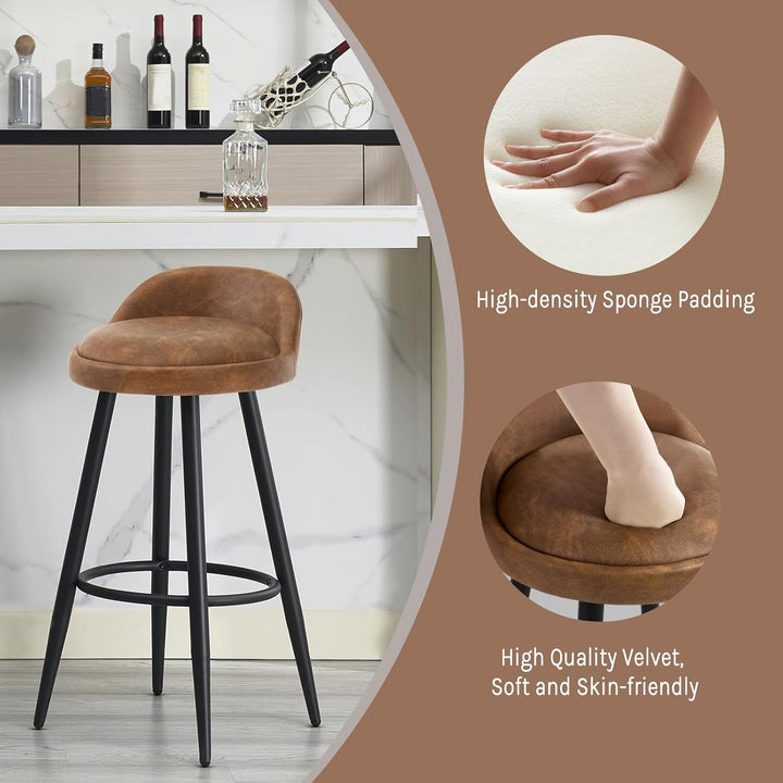 WOLTU BH327br-2 Barhocker 2er Set Barstuhl Hocker Tresenhocker Bistrohocker Designer Hocker mit Lehn