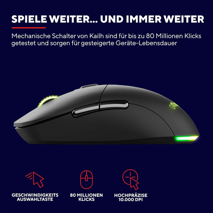 Trust Gaming GXT 980 Redex Wiederaufladbare Kabellose Gaming-Maus, 200-10.000 DPI, Geringer Latenz,
