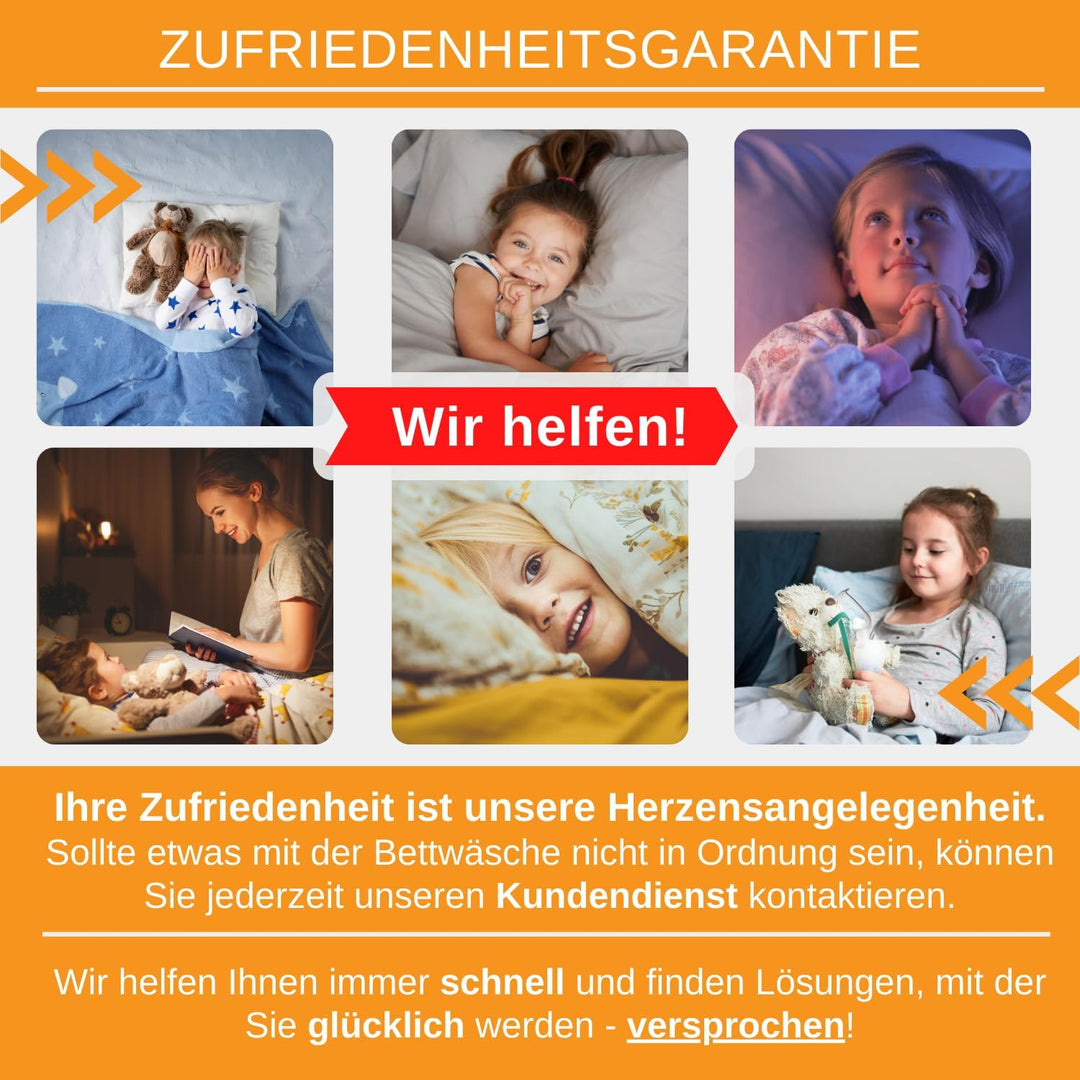 Aminata kids Bettwäsche 135x200 Kinder Mädchen Baumwolle Einhorn beige Wende-Kinder-Bettwäsche-Set R