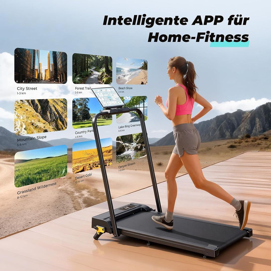 Laufband für Zuhause, JOLAUF Walking Pad, 1-12 km/h Klappbares Laufband mit 9% Steigung,LCD-Display,