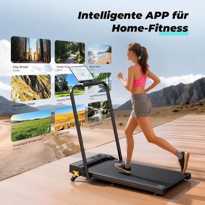 Laufband für Zuhause, JOLAUF Walking Pad, 1-12 km/h Klappbares Laufband mit 9% Steigung,LCD-Display,
