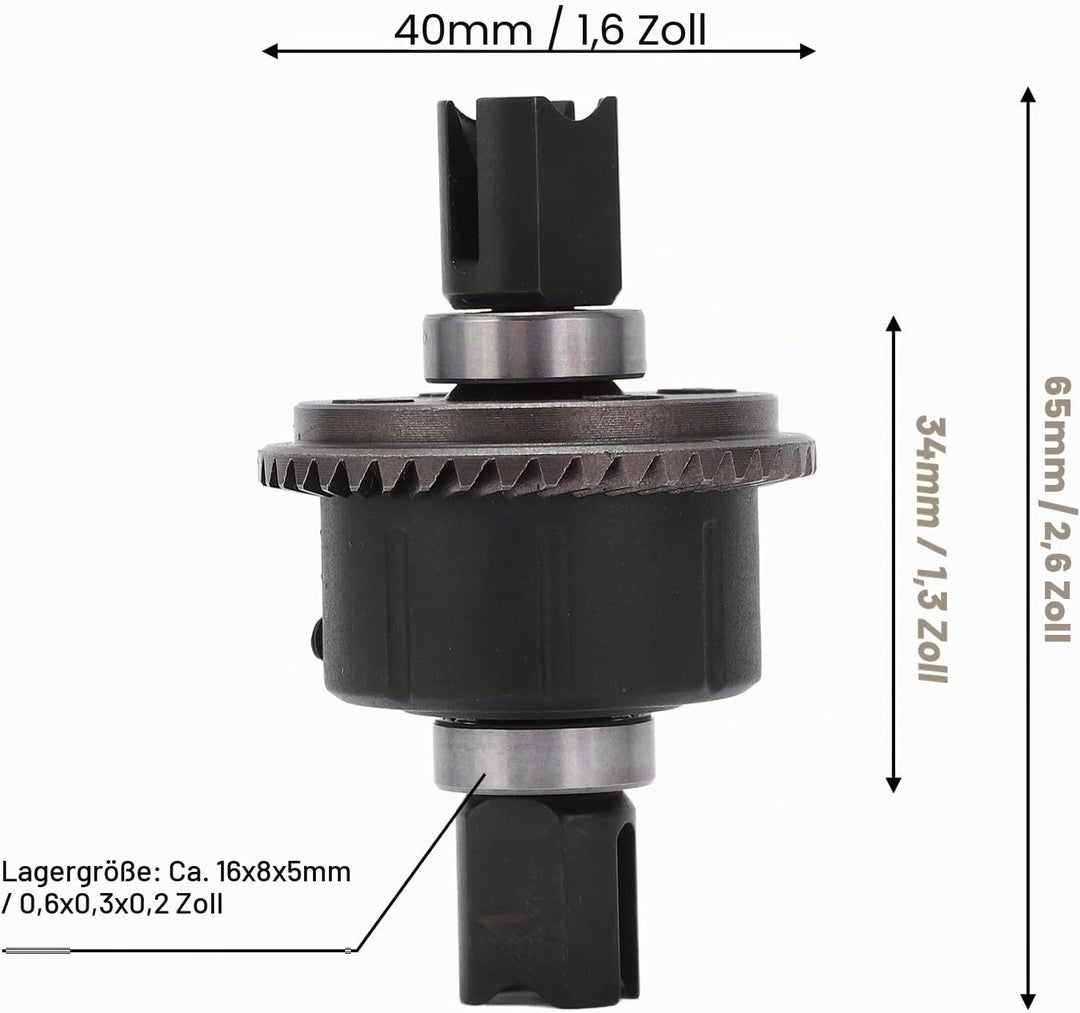 RC 43T Differentialgetriebe, 43T Differentialgetriebe Vorne Hinten mit Dichtungen Zubehör für ZD Rac