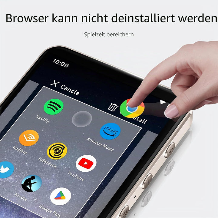 HIFI WALKER G7 MP3-Player mit Bluetooth & WLAN, Android 13, 144 GB Speicher, 3 GB RAM, 4-Zoll HD-Tou