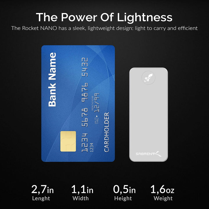 Sabrent Portable SSD 1TB, Festplatte extern NVMe, USB 3.2 Gen 2, 1000 MB/s Lesen, 1000 MB/s Schreibe