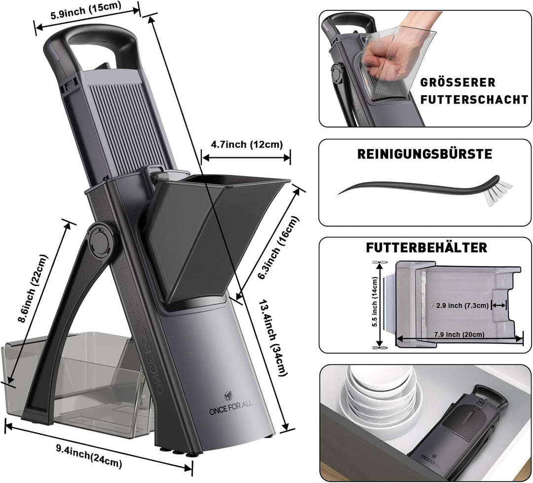 ONCE FOR ALL Gemüseschneider mit Auffangbecken, Gemüsehobel ideal als Pommesschneider & Kartoffelsch