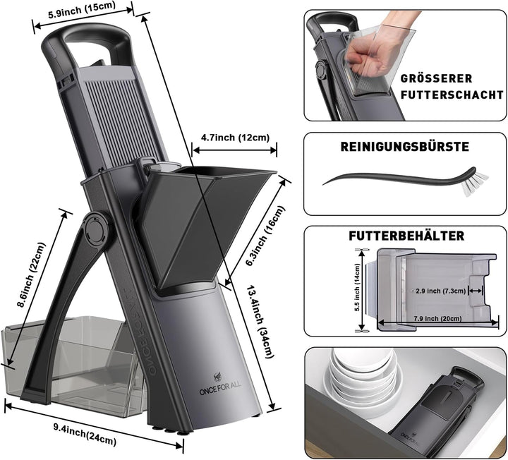 ONCE FOR ALL Gemüseschneider mit Auffangbecken, Gemüsehobel ideal als Pommesschneider & Kartoffelsch