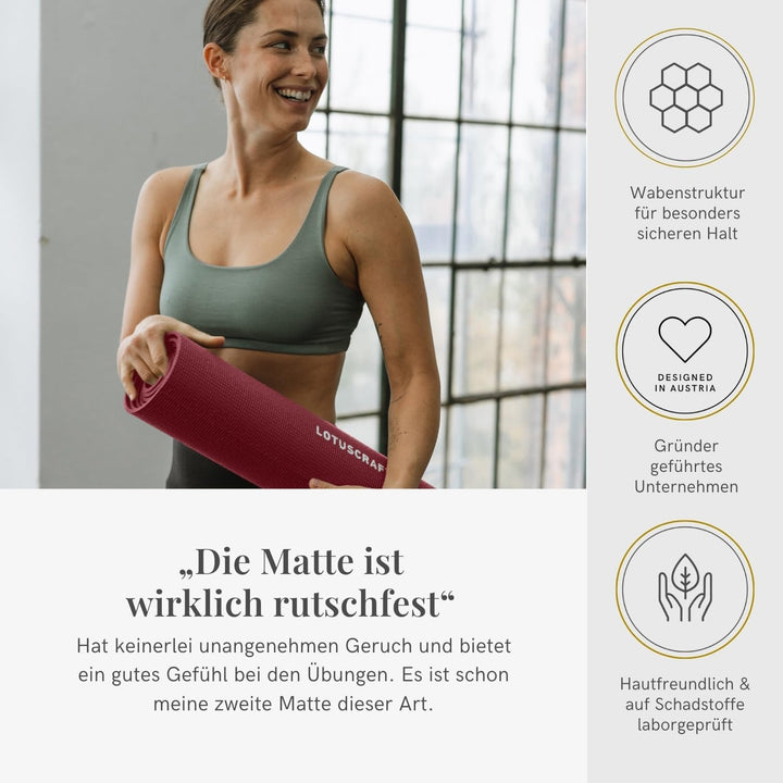 LOTUSCRAFTS® Yoga Matte Standard oder XL, universell einsetzbar als Yogamatte, Sportmatte, Gymnastik