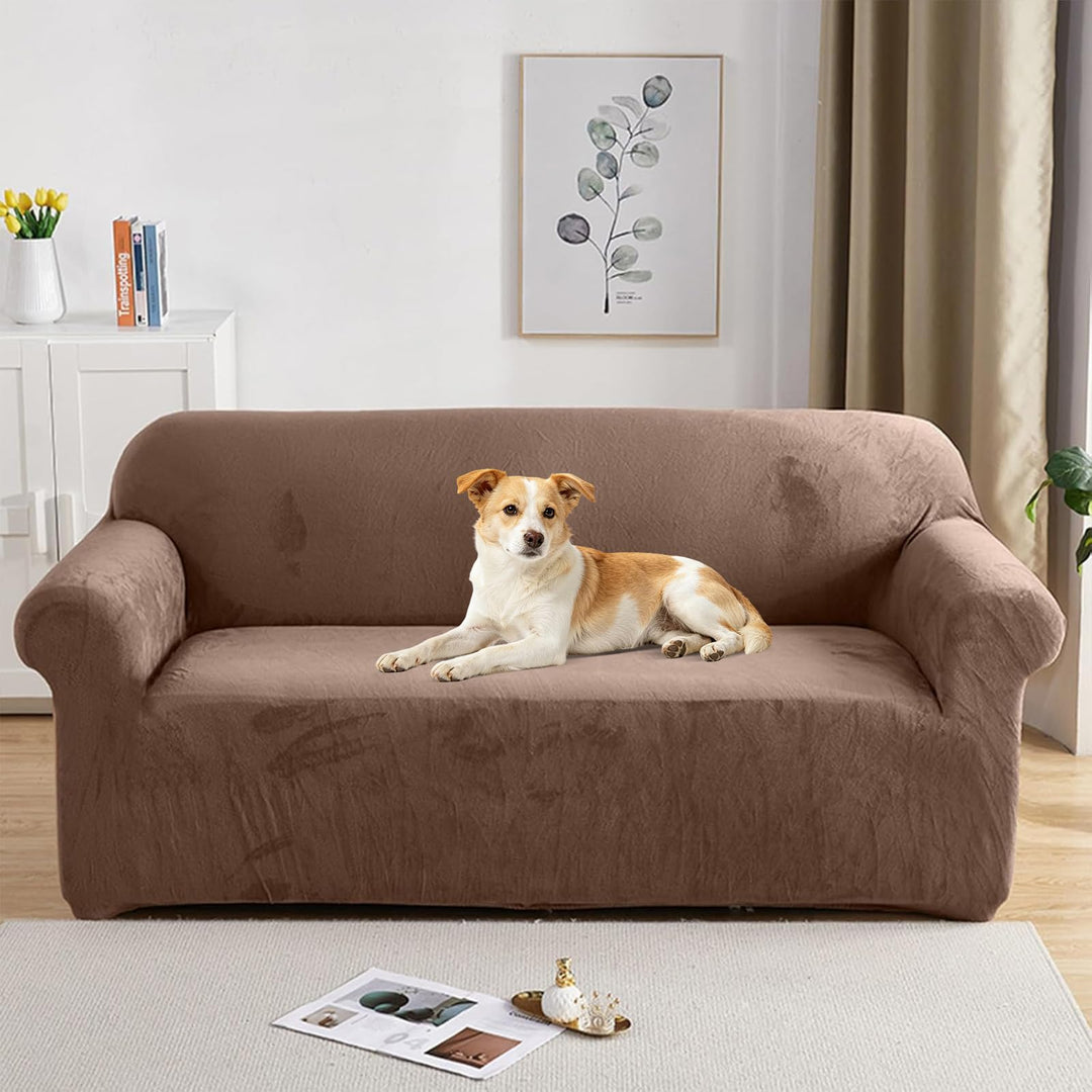 PETCUTE Sofabezüge Elastische 2 Sitzer Sofabezüge Dicke couchbezug Sofa Überwürfe Sofahusse Kamel 2