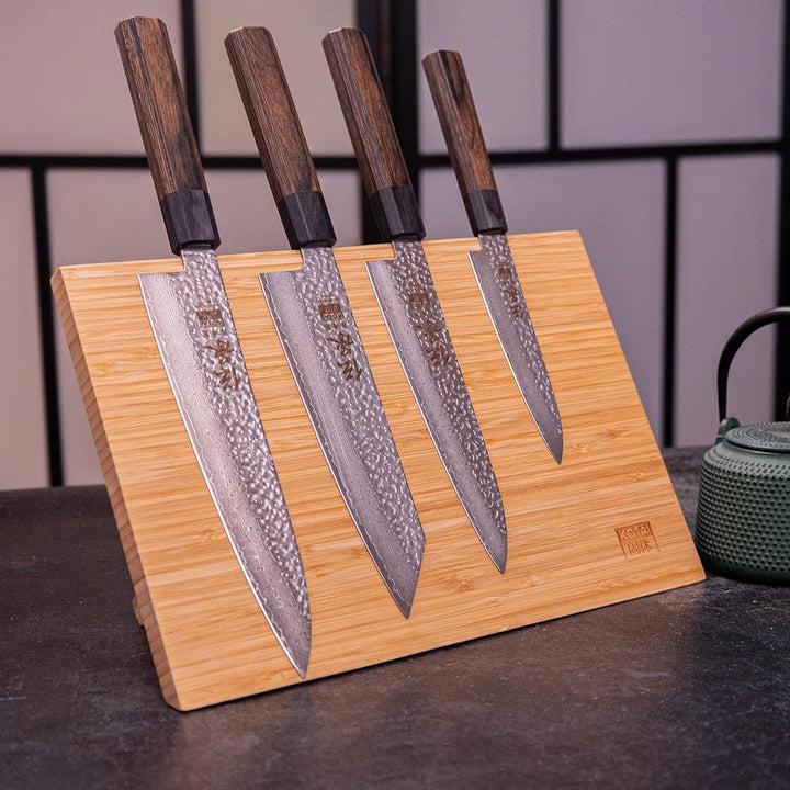 KOTAI | magnetischer Messerhalter aus natürlich lackiertem Bambus für 6-8 Messer (30 x 22 cm), zusam