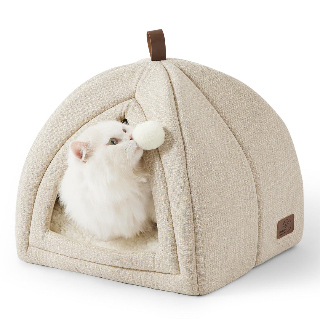 BEDSURE Katzenbett grosse Katzen Katzenhöhle- 40x40x40 cm Katzenhaus Indoor mit abnehmbarem Sherpa K