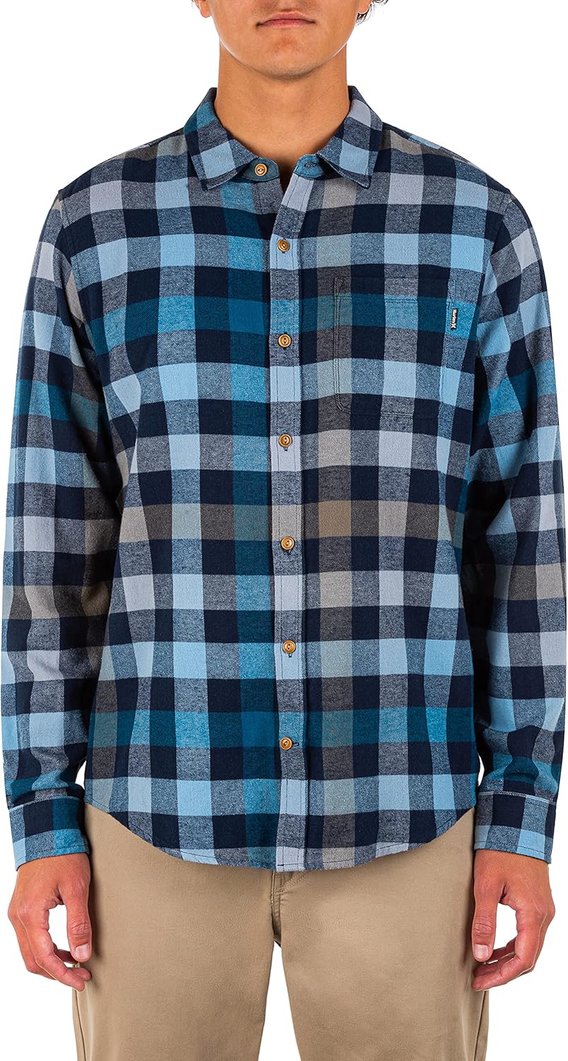 Hurley Herren Portland Flannel Long Sleeve T-Shirt L Light Army, L Light Army