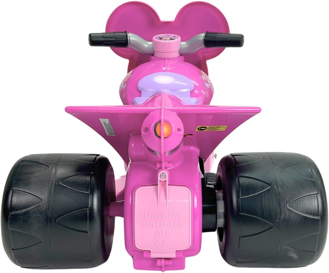 INJUSA - Elektromotorrad Minnie Mouse Samurai, 6V Batterie, für Kinder von 1 bis 3 Jahren, mit Gaspe