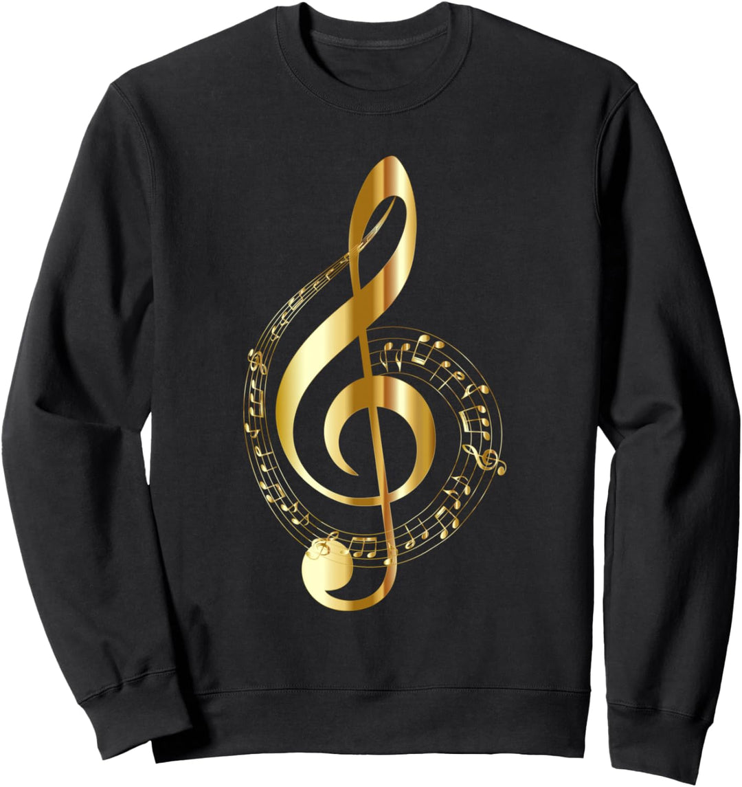 Musiknote Goldton Notenschlüssel Musiksymbol für Musiker Sweatshirt