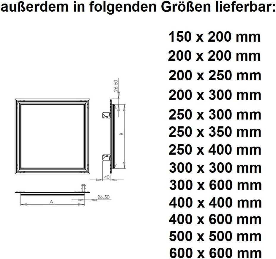 Revisionsklappe GK-Einlage 400 x 600 mm Gipskarton 12,5 mm KRAL13 Revisionstür Revision Wartungstür