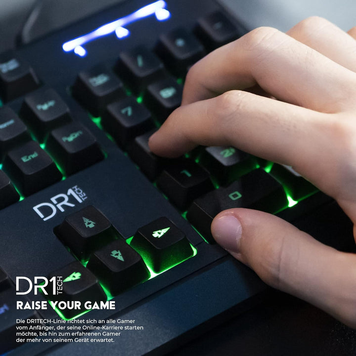 DR1TECH Puma Ergonomische Gaming Tastatur Mit LED Hintergrundbeleuchtung Für PC/PS4 - 104 Tasten Mit