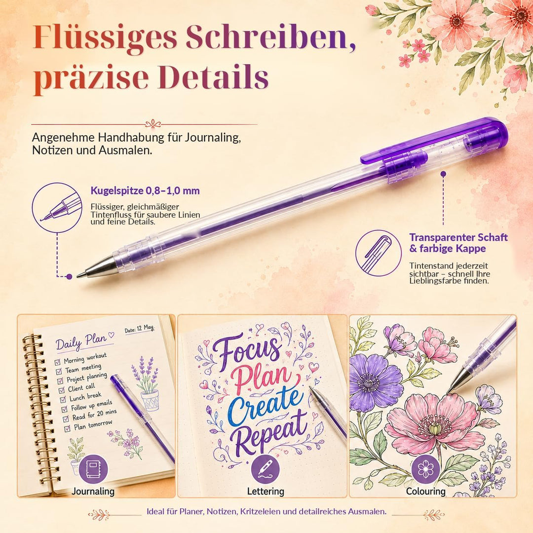 Gunsamg 240 Gelstifte Set, 120 Farbige Gelschreiber Kinder mit 120 Gelstifte Nachfüllminen für zum B