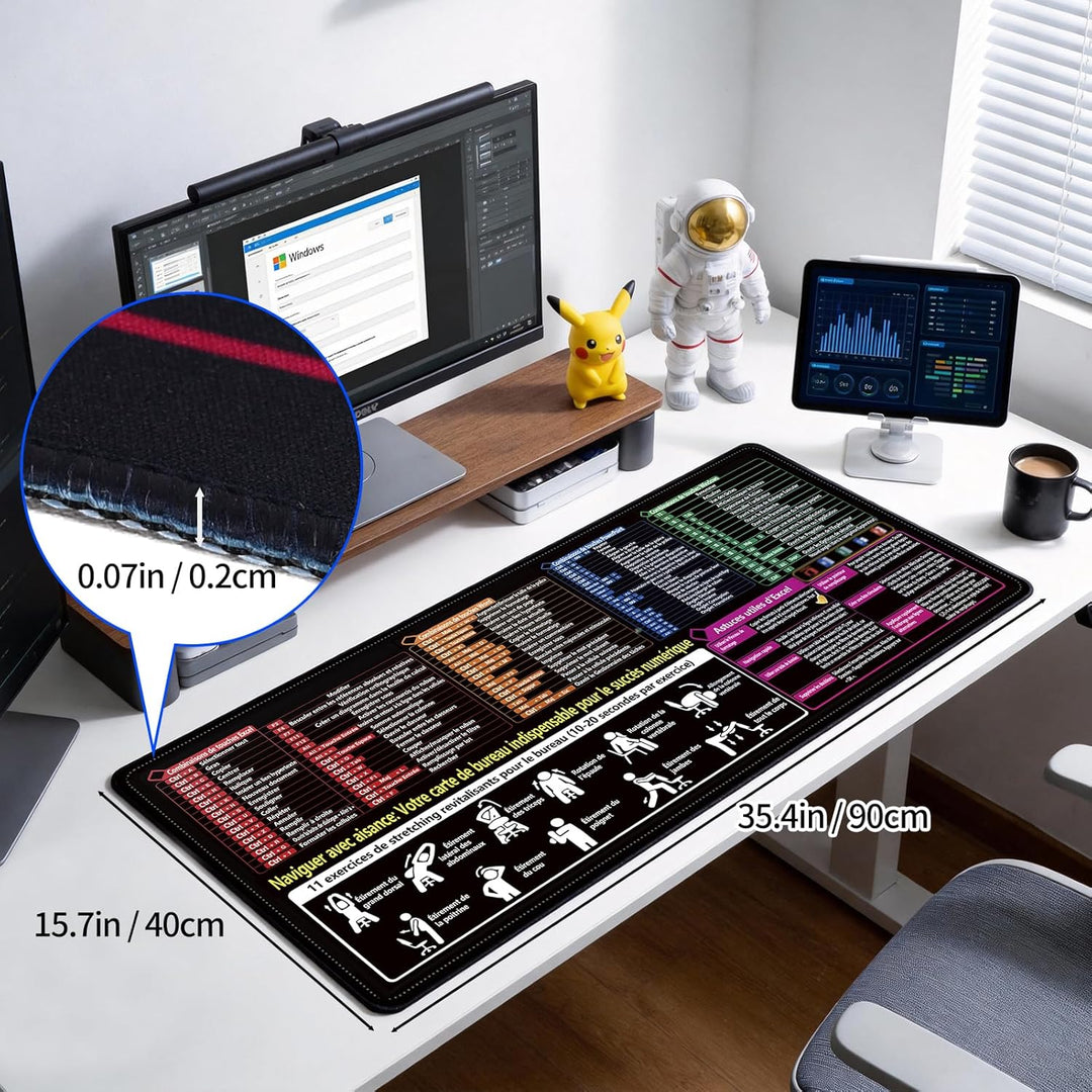 Tapis de Souris Excel, 900 x 400 mm, Tapis XXL, jeu antidérapant Pour le Bureau et la Maison, Gadget
