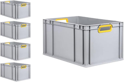 SuperSparSet 5x Eurobox NextGen Color | HxBxT 32x40x60cm | 65 Liter | Griffe gelb offen | Verstärkte
