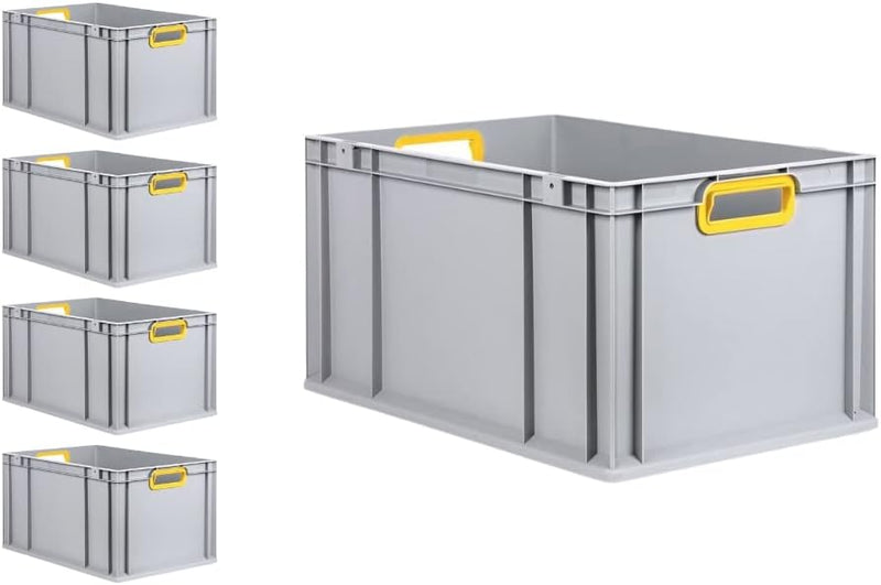 SuperSparSet 5x Eurobox NextGen Color | HxBxT 32x40x60cm | 65 Liter | Griffe gelb offen | Verstärkte