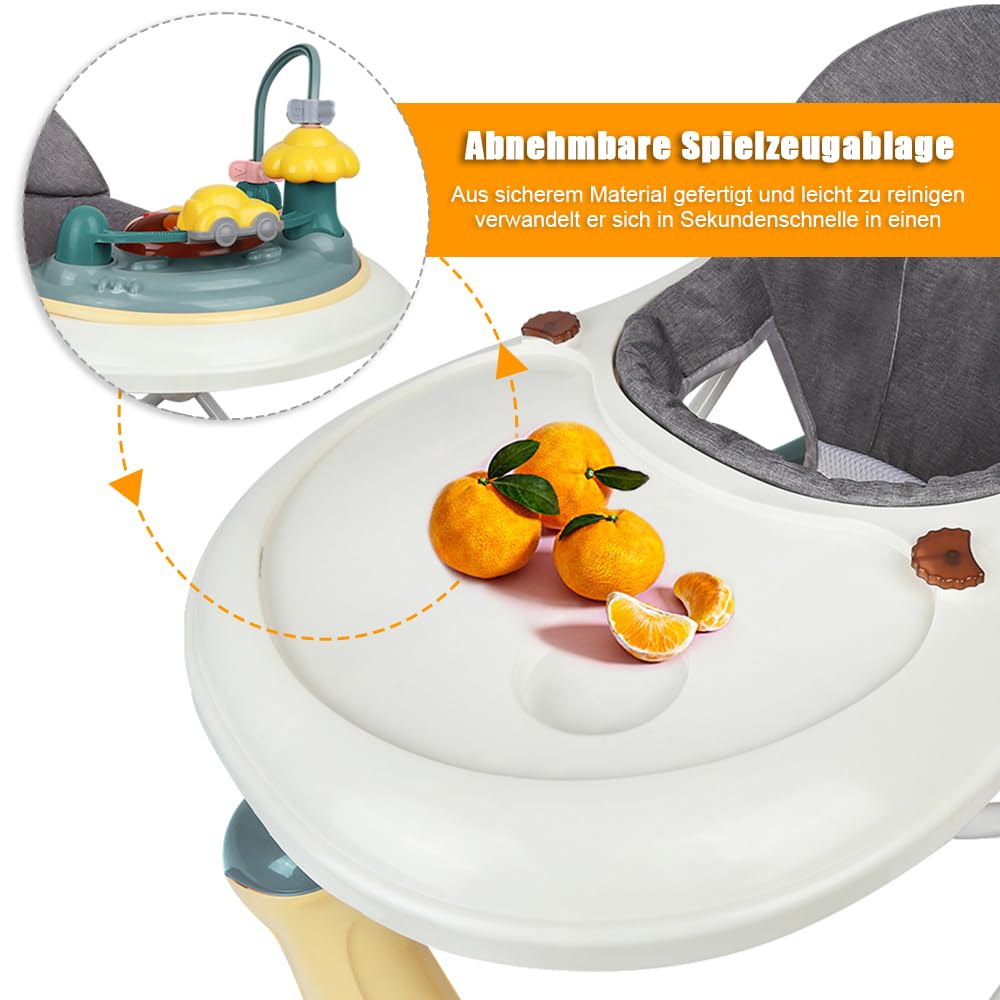 Lauflernhilfe für Babys, 4-in-1, Lauflernhilfe für Mädchen, Jungen, 6-18 Monate, Musikscheibe + hohe