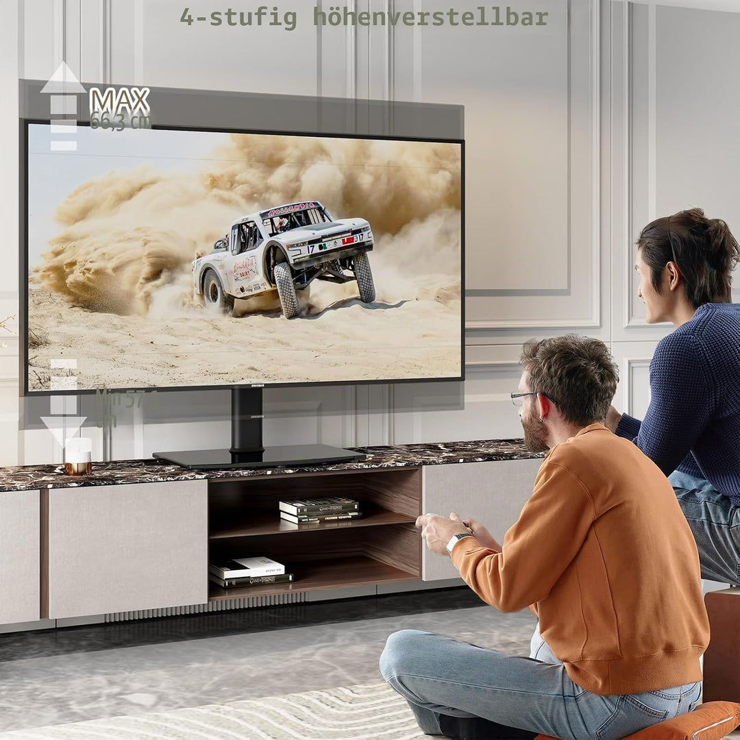 Universal schwenkbarer TV-Ständer/Tischfuss TV-Ständer 27 bis 60 Zoll TVs 80 Grad schwenkbar, 4 Stuf