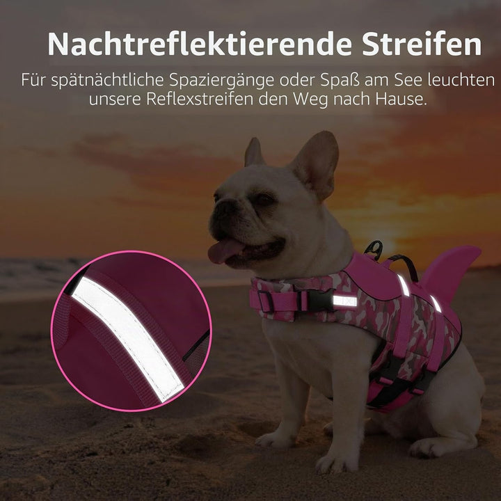 CITÉTOILE Schwimmweste Hunde Hai, Leicht und Sicher für Wassersport, hundeschwimmweste mit Griff und