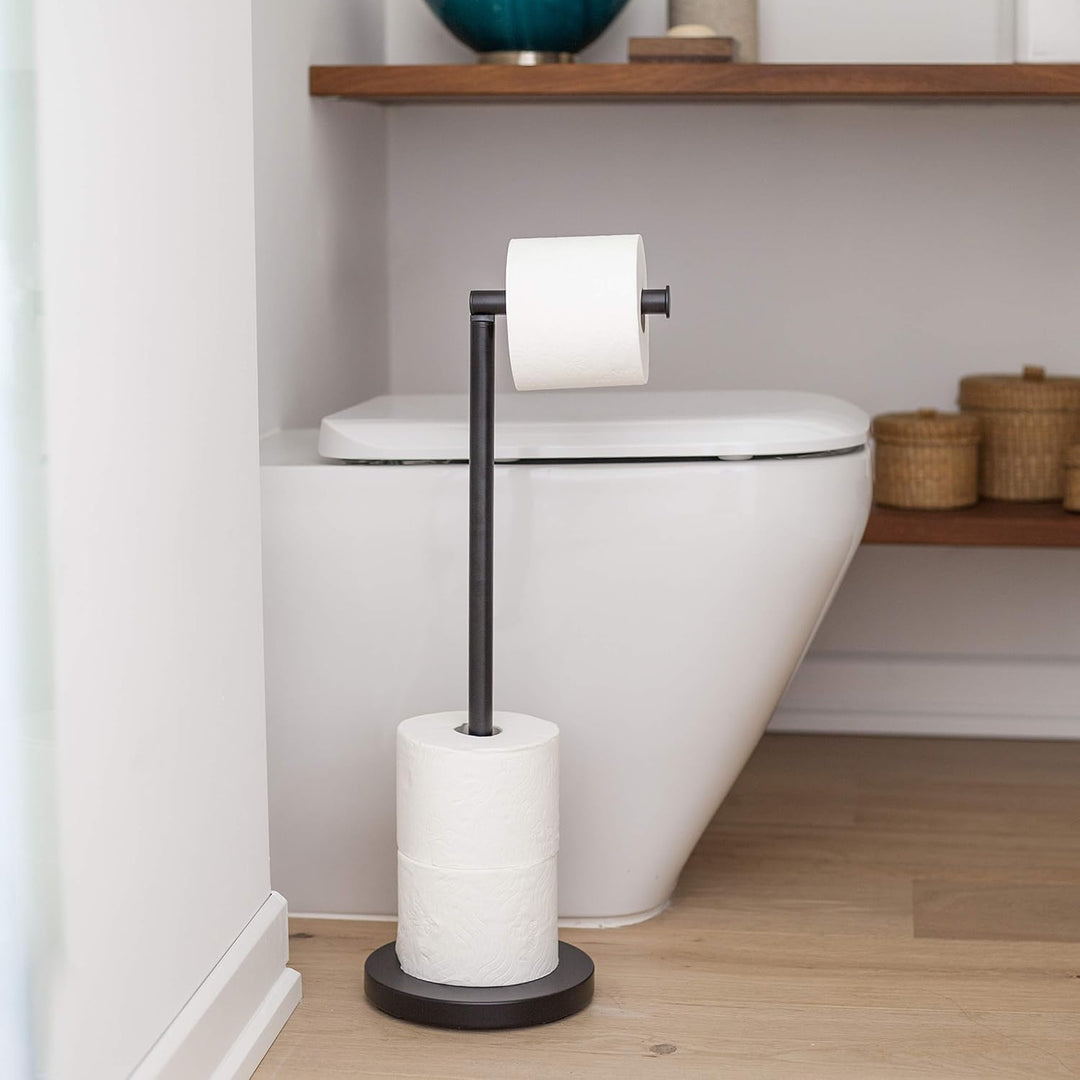 Toilettenpapierhalter stehend - Metall schwarz lackiert - Durchmesser: 18 cm V, Höhe: 56 cm - Toilet
