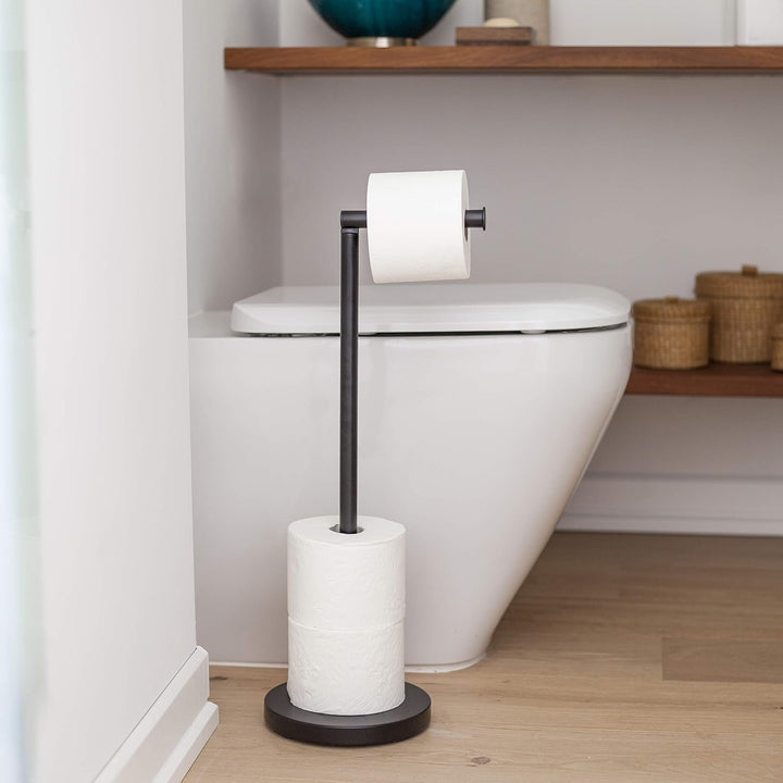 Toilettenpapierhalter stehend - Metall schwarz lackiert - Durchmesser: 18 cm V, Höhe: 56 cm - Toilet