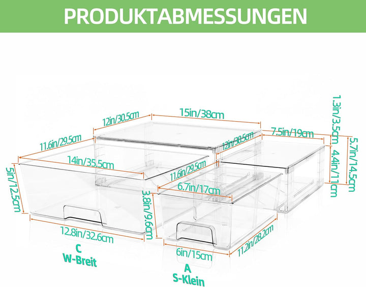3er Set Stapelbare Aufbewahrungsschubladen, Einfach zu Montieren Acryl Organizer für Bad Unterschran