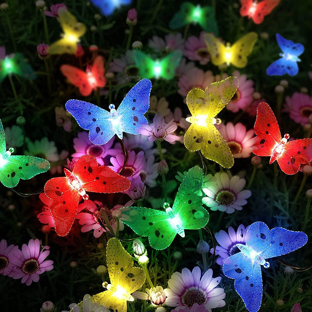 Aussen Solar Licht Garten, wasserdicht 20 PCS Faser Schmetterling geformte Solar Powered Lichterkett
