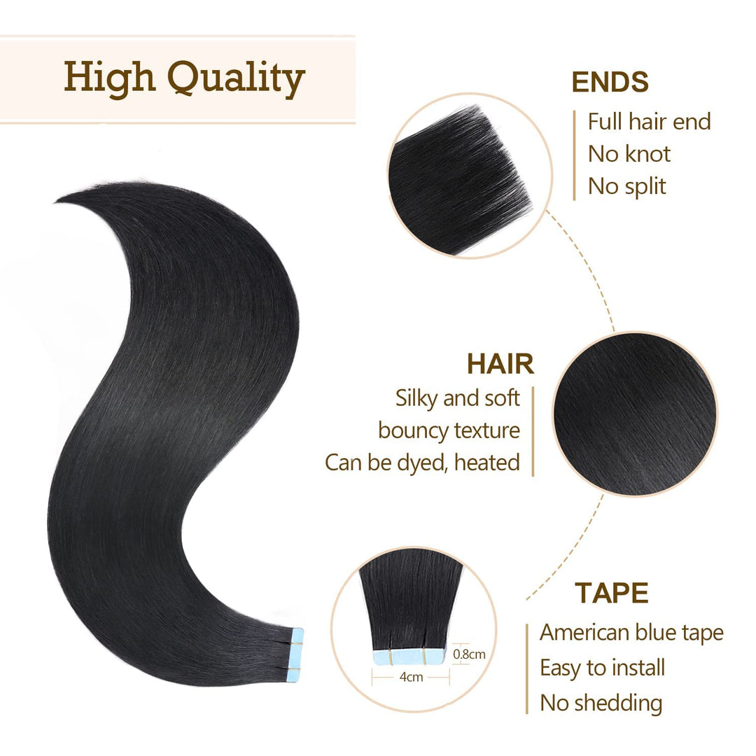 Tape in Extensions Echthaar 55 cm 20 Stück 50 g Nahtlos Dünn 