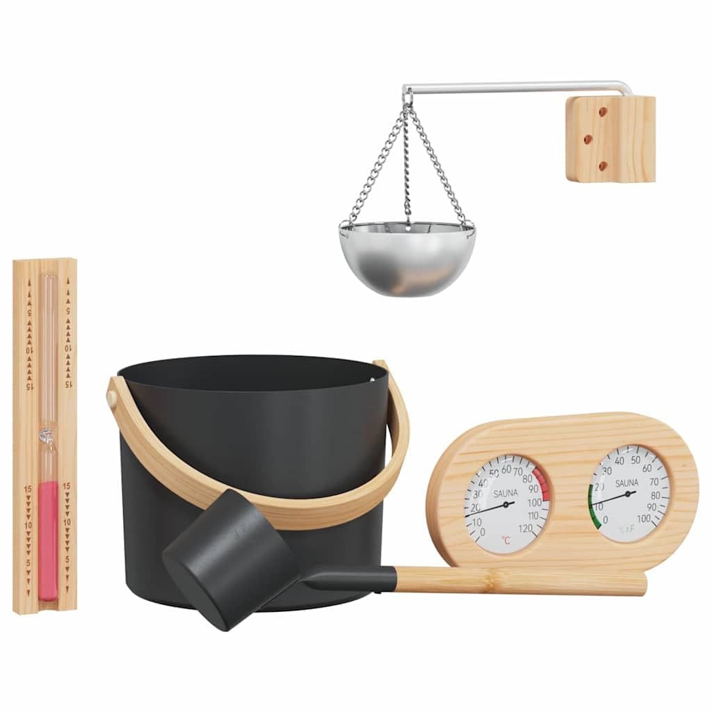 vidaXL Sauna Zubehör Set 5 pcs Schwarz, Badezimmer, zylindrisch, moderne Designideen für stylische u
