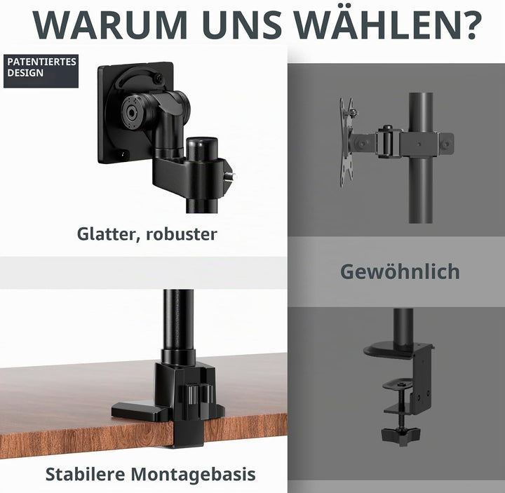 Monitor Halterung 1 Monitor 24-57 Zoll - Extra Hoch Höhenverstellbar Bildschirmhalterung, Monitor St