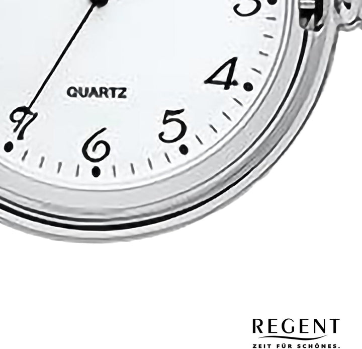 REGENT Herren Taschenuhr Savonnette Klappdeckel 47 MM Quarz Weisses Zifferblatt Arabische Zahlen P-7