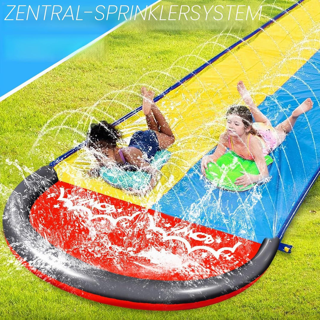 15.8 ft/480 cm Double Water Slide,Wasserrutsche Garten für Kinder,Lawn Water Slide with Sprinkler an