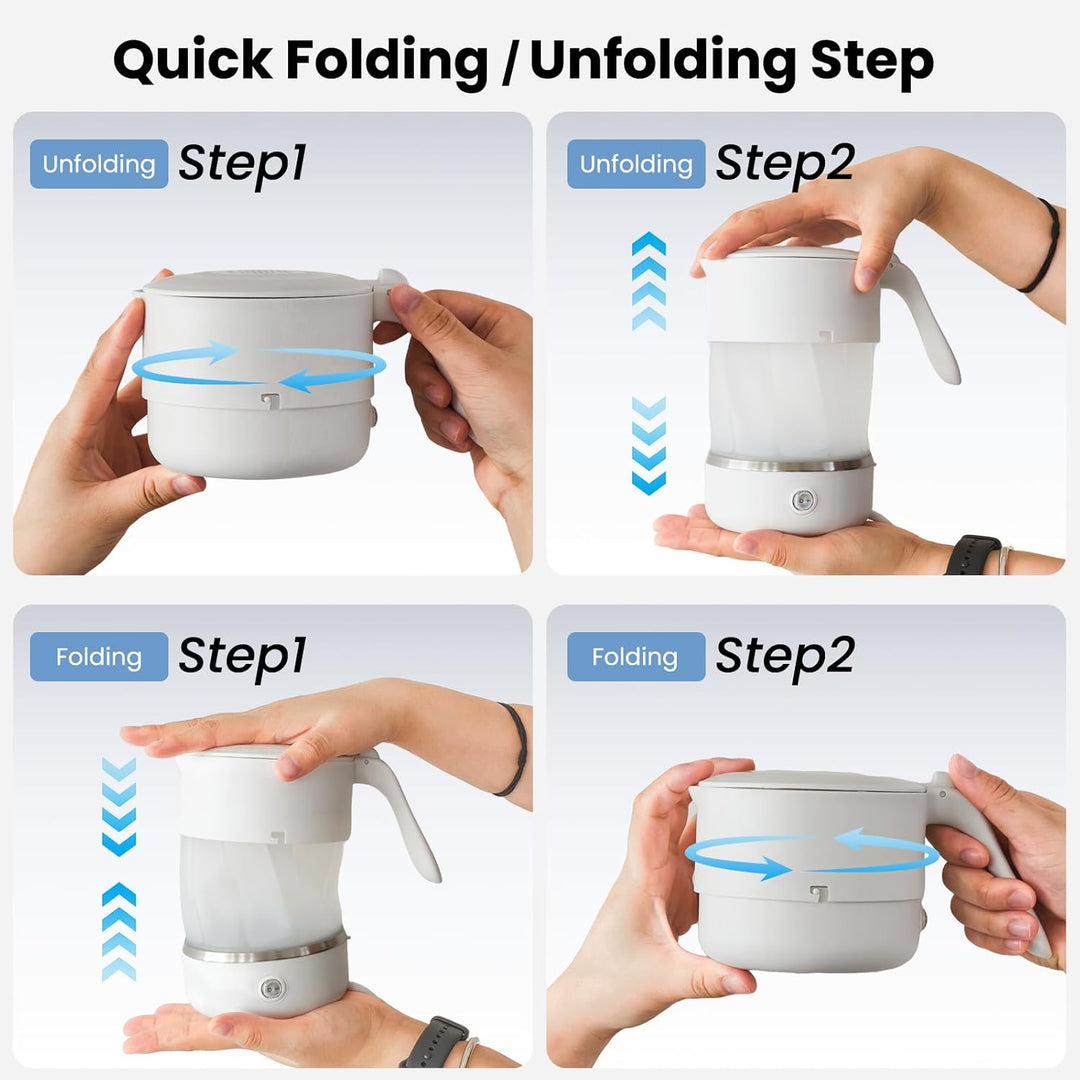 Adirigo Faltbarer Wasserkocher für die Reise (BPA-frei), 500 ml elektrischer Wasserkocher aus Siliko