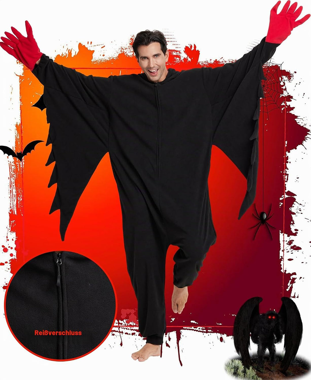 Kidukso Mysteriöse Mothman Onesie Pyjamas Tier Hallween Weihnachten Schlafanzug Unisex Cosplay Kostü