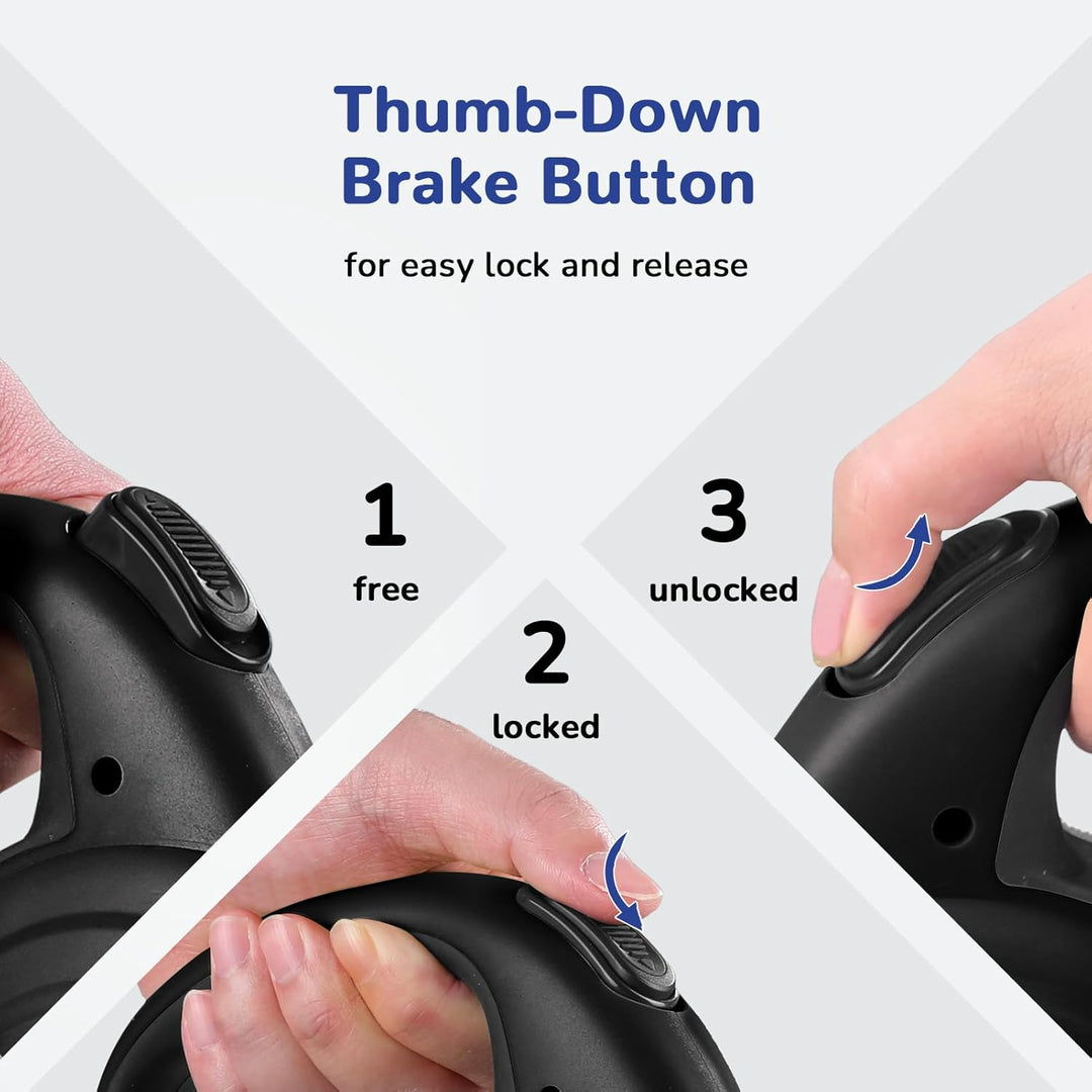 pecute Hundeleine 10m, Rollleine für Hunde, 360° Verhedderungsfreier Leinenverlängerung, Anti-Rutsch