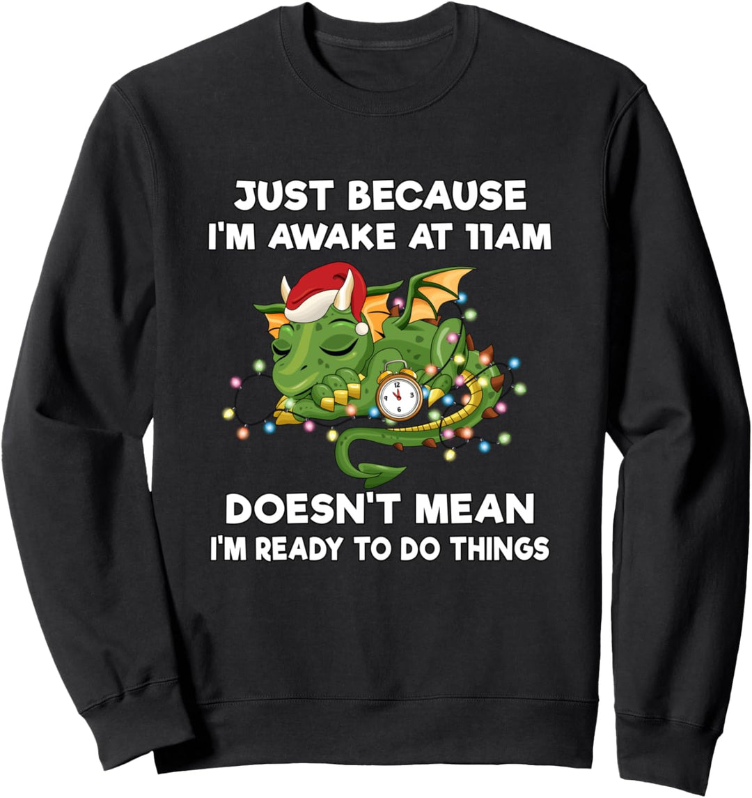 Just Because I'm Awake at 11am Funny Dragon Tweens Teens Sweatshirt