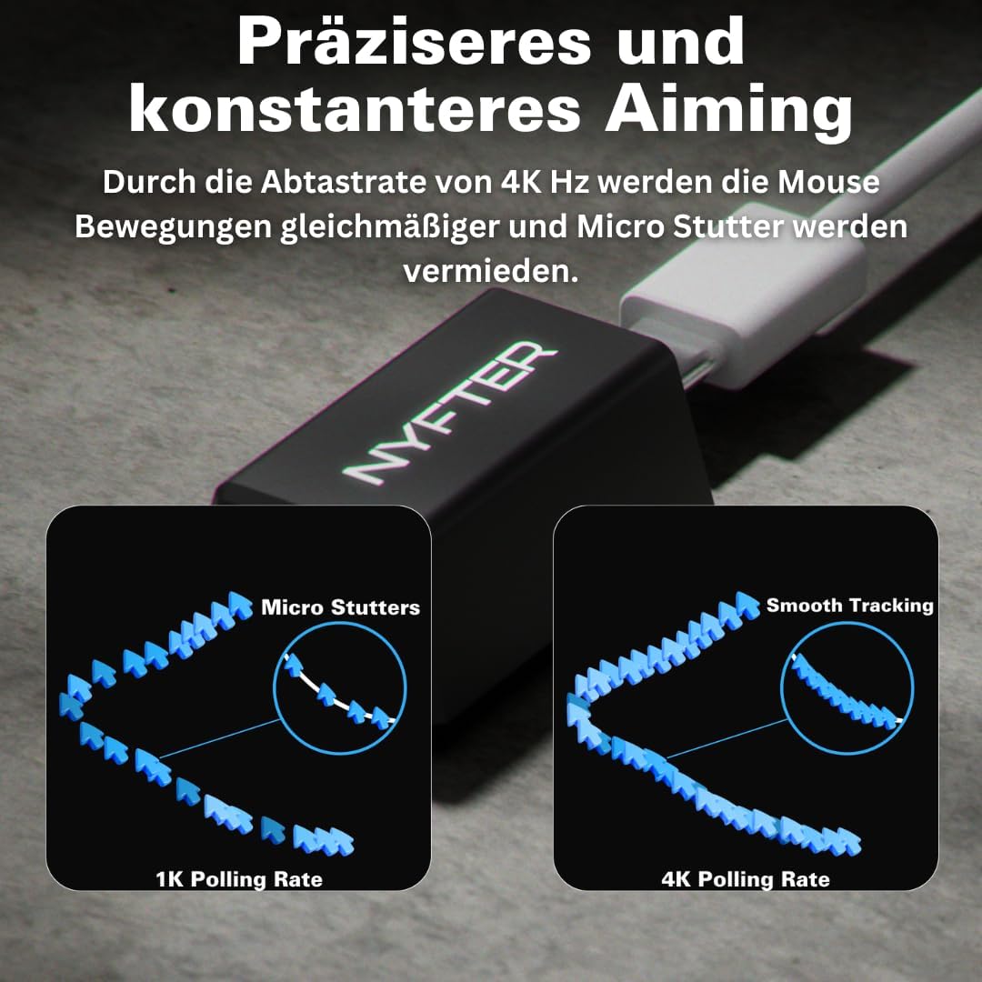 Nyfter - Premium Gaming Maus ELT Ergolight 4K Kabellos 52g Superlight Pixart PAW 3995 bis zu 26000 D
