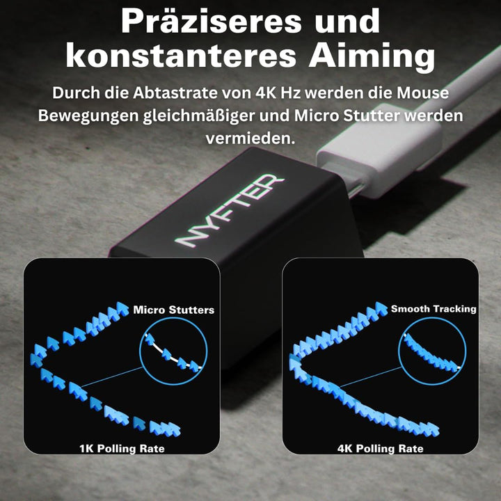 Nyfter - Premium Gaming Maus ELT Ergolight 4K Kabellos 52g Superlight Pixart PAW 3995 bis zu 26000 D