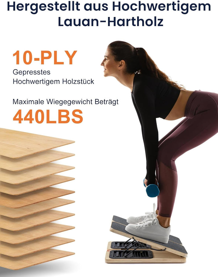 TOPIOM Schrägbrett aus Holz, Klapppbar Slant Board Schrägbrett für Kalbsdehnung, Stretch-Brett, 9 St