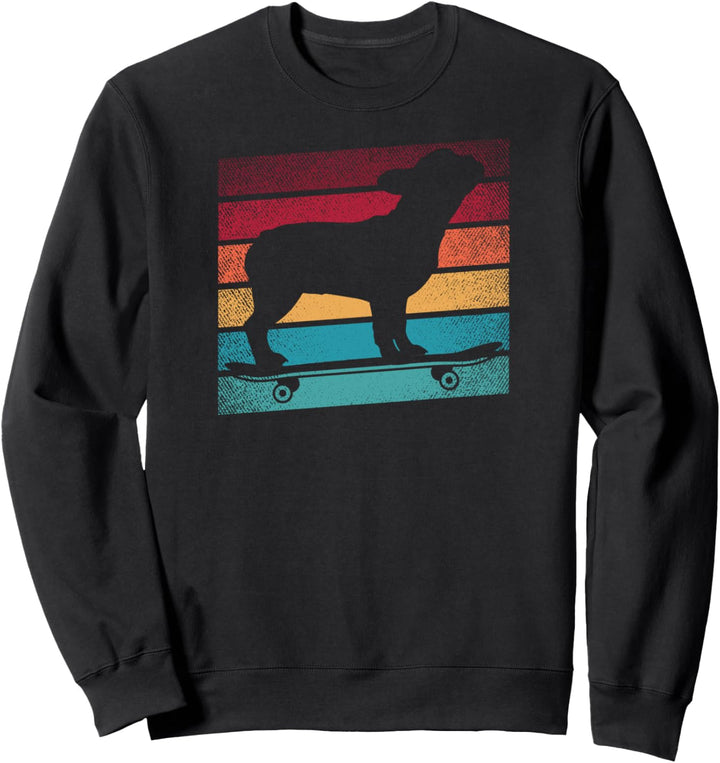 Französische Bulldogge Retro Skateboard Sweatshirt