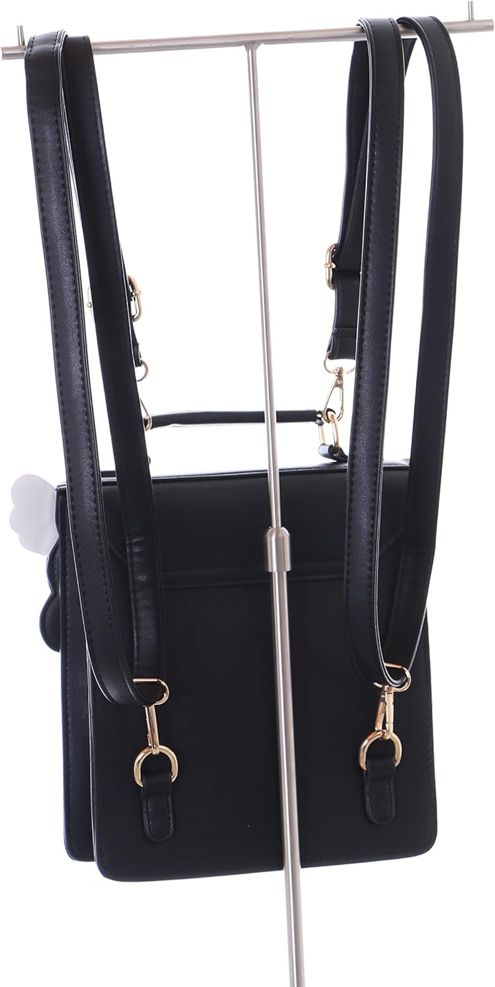 Kawaii-Story LB-6090-1 Schwarz Schleife Pastel Goth 2in1 Rucksack Schulter Tasche 22x20x7cm Damen Pu