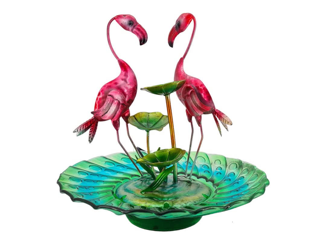 abc HOME | Zimmerbrunnen Flamingos | Glas, Metall | 40 cm H