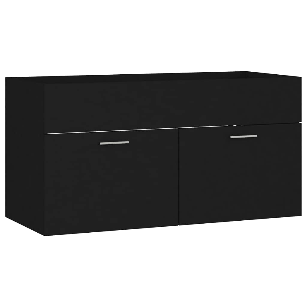 vidaXL Waschbeckenunterschrank Schwarz 90x38,5x46 cm Holzwerkstoff Schwarz 90 x 38.5 x 46 cm, Schwar